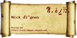 Nick Ágnes névjegykártya