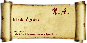 Nick Ágnes névjegykártya